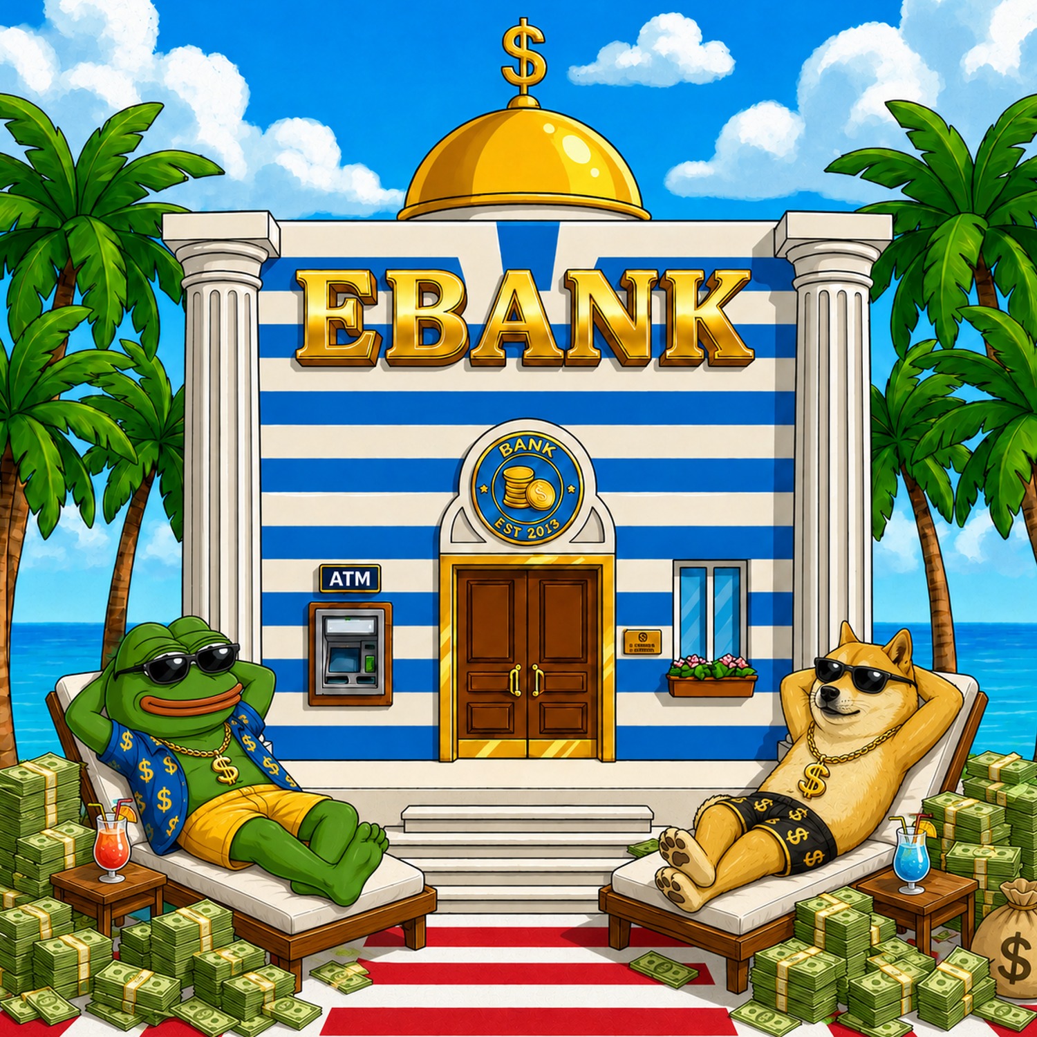 Pepe and Doge at EBANK